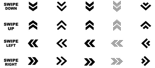 Swipe icon set. Swipe left, right, up and down. Vector Illustration. EPS 10