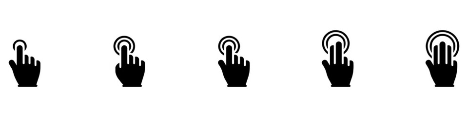Hand click icons set. Pointer sign and symbol. Hand cursor icon. Clicks cursor or pointer icon. Press or click. EPS 10