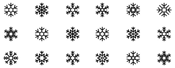 Snowflakes icon set. Snow sign. Snowflakes template. Snowflake winter. Snowflakes icons. Winter icon. Snowflake collection. Vector Illustration. Vector Graphic. EPS 10