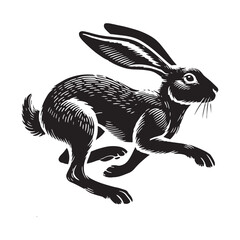 Detailed rabbit silhouette for creative design applications - Rabbit black vector
