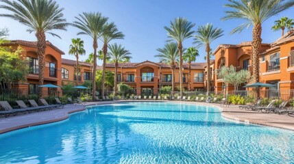 Fototapeta premium Luxury Resort Poolside Paradise: A Stunning Oasis of Relaxation and Leisure