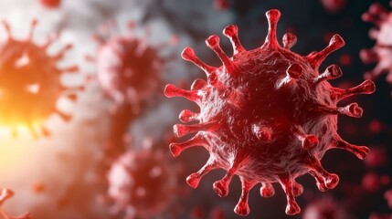 Close-up View of a Virus Structure under Microscope with Detail