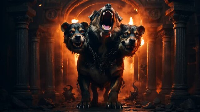 Cerberus Three Headed Dog in Underworld 