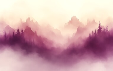 Obraz premium Misty purple mountain range at dawn.