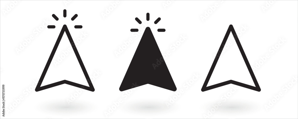 Aufkleber Cursor icons set arrow forms, mouse click cursor set, arrow pointer. Computer mouse click cursor gray arrow icons set. Cursor icon. Computer click icon.