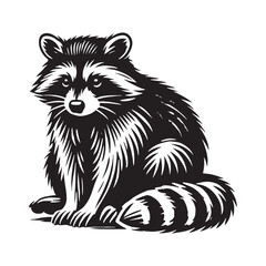 Raccoon silhouette for artistic media and print purposes - Raccoon black vector
