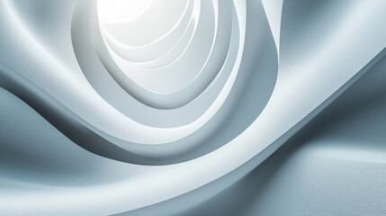 Fototapeta premium Abstract white and gray swirling tunnel with bright light.