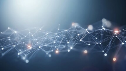 Abstract network connection, glowing nodes and lines, digital technology background.