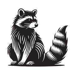 Captivating raccoon silhouette for digital art purposes - Raccoon black vector
