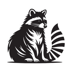 Creative raccoon silhouette for digital media and design - Raccoon illustration - minimallest raccoon vector
