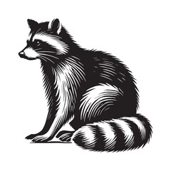 Obraz premium Minimalistic raccoon silhouette for media and print designs - Raccoon illustration - minimallest raccoon vector 