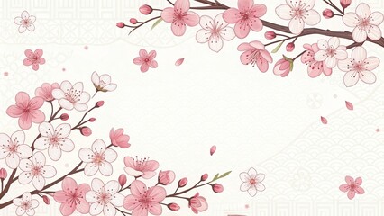 retro vintage cute cherry blossoms sakura illustration background