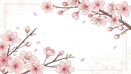 retro vintage cute cherry blossoms sakura illustration background