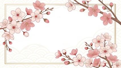 Fototapeta premium retro vintage cute cherry blossoms sakura illustration background