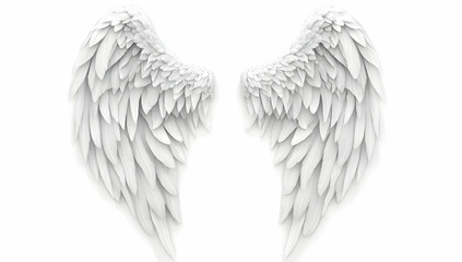 Obraz premium White angel wings isolated on a white background, PNG image.