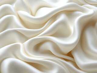 Obraz premium Creamy white silk fabric with elegant draping and soft folds.