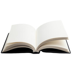 Open blank notebook a transparent background creative writing minimalist design studio setting top view