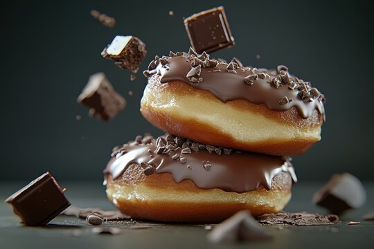Delicious donut with chocolate topping