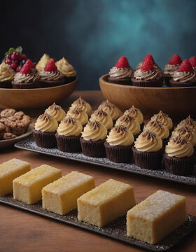 d&eacute;licieux desserts sucr&eacute;s sur la table, tr&egrave;s d&eacute;taill&eacute;s