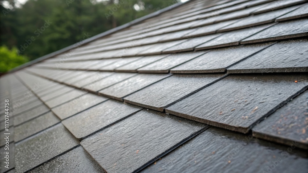 Poster a close inspection shows a mix of newly installed and stacked shingles at the roofs edge revealing t