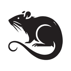 Bold rat silhouette for artistic media applications - Rat illustration - minimallest rat vector
