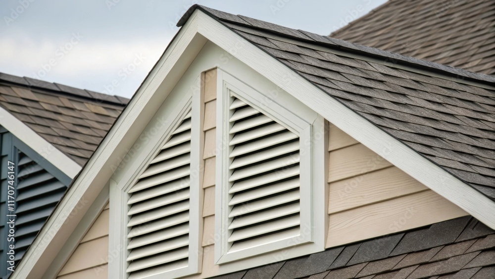 Poster A closeup of gable vent louvers reveals the subtle variations in angle and placement designed to direct airflow while preventing moisture intrusion. Each louvers texture contrasts