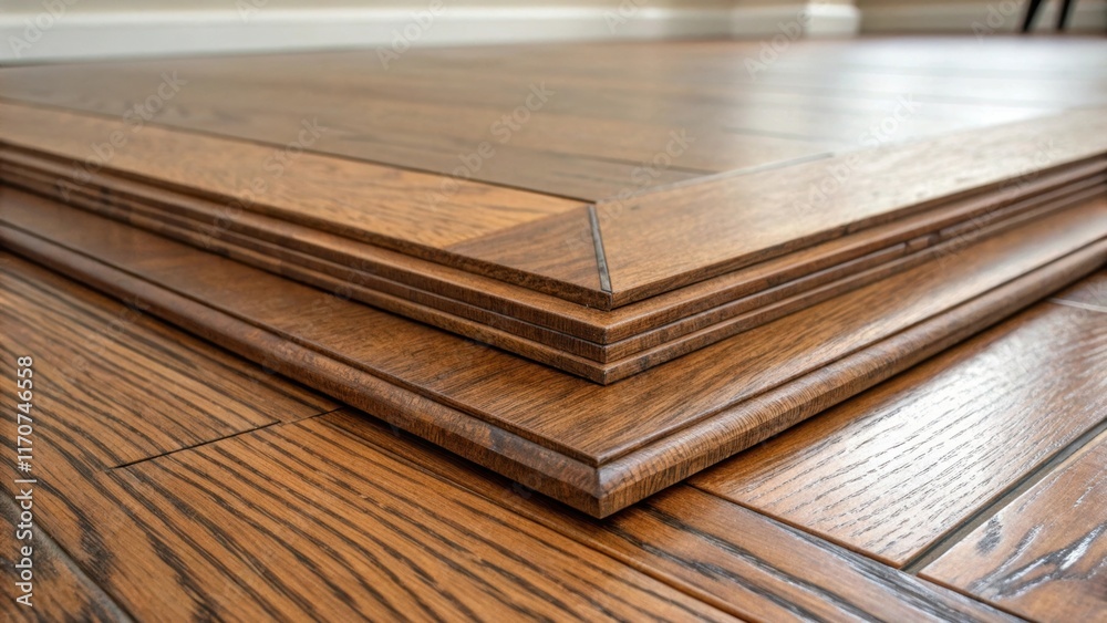 Poster a closeup of the edges of the engineered hardwood planks emphasizes the craftsmanship in the tonguea