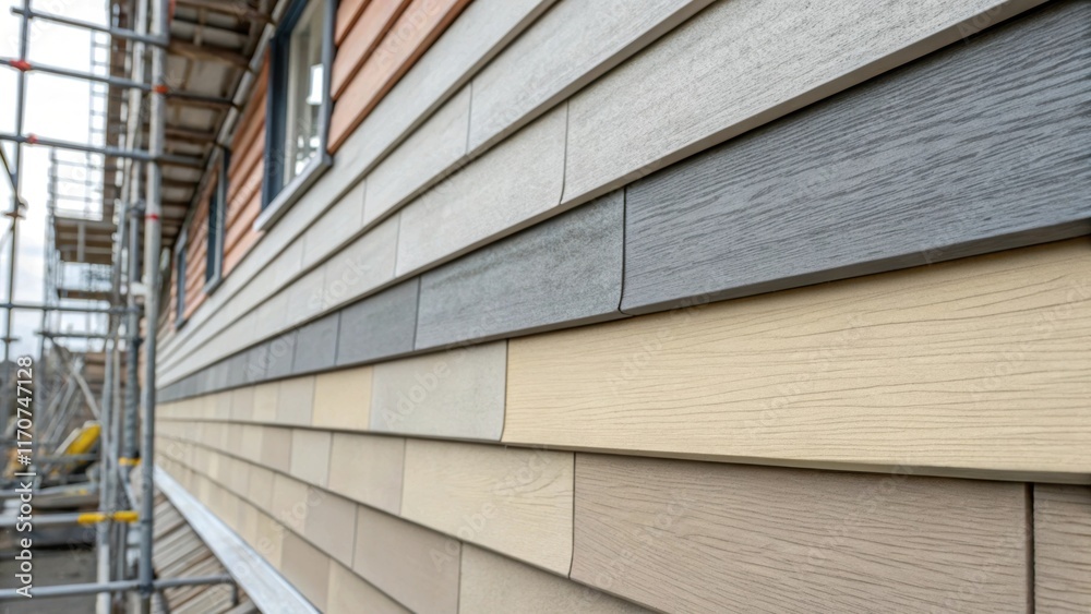 Leinwandbilder a closeup reveals the color variations in the fiber cement siding panels with soft gradients of grey