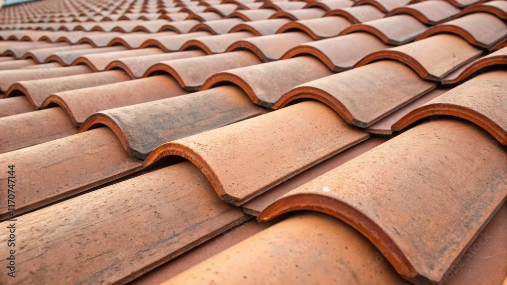 Aufkleber A closeup reveals the interlocking design of the clay roof tiles showcasing the craftsmanship involved in their installation. The slight variations in color and shape add character