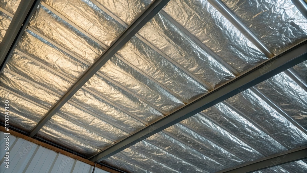 Poster a closeup reveals the intricate texture of the radiant barrier insulation showcasing its crinkled me