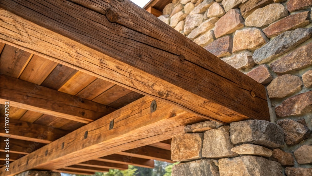 Poster a closeup view of wooden beams reclaimed from old structures displaying natural imperfections and ri