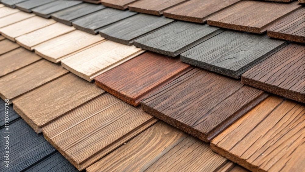 Aufkleber A closeup view reveals a palette of roofing elements some showcasing intricate grain patterns while others feature a rustic appeal with exposed knots and rough edges. Each piece is