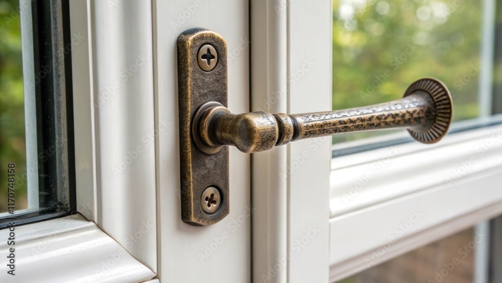 Aufkleber a contrasting view highlights an antiquestyle cat window crank handle tarnished to perfection juxtap