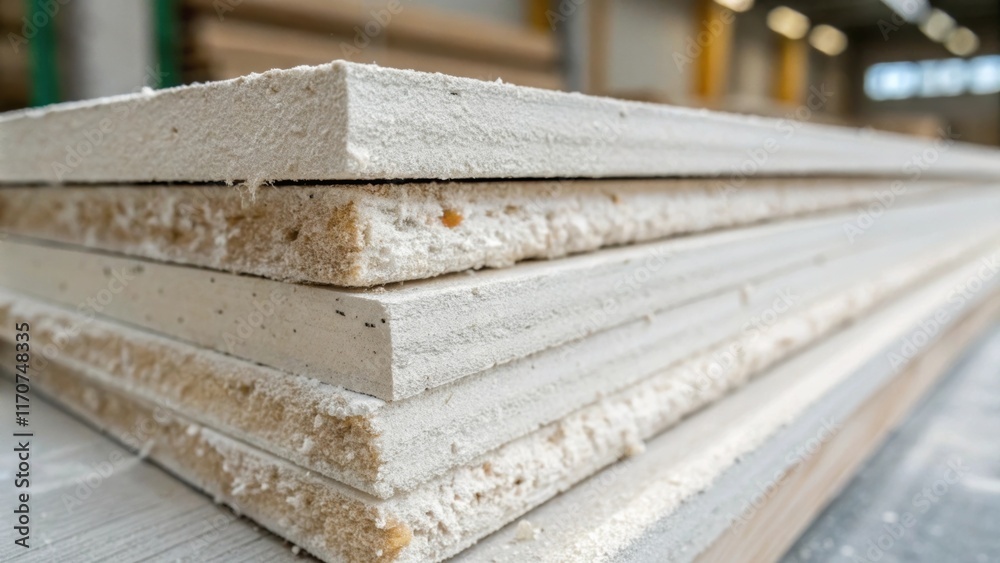 Leinwandbilder a detailed focus on the rough edges of reinforced gypsum boards that have been freshly . dust partic