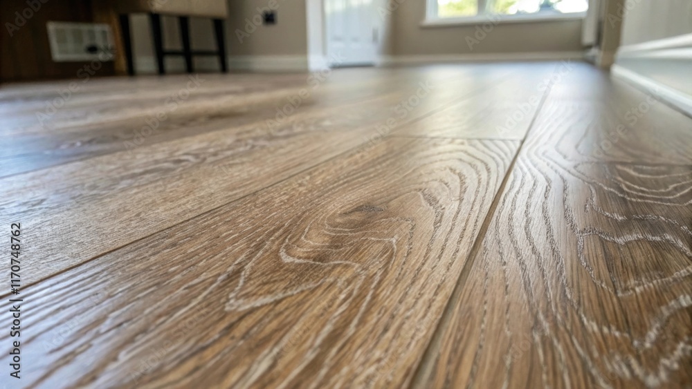 Poster a detailed shot of a vinyl plank under a light source reveals its subtle sheen accentuating the intr