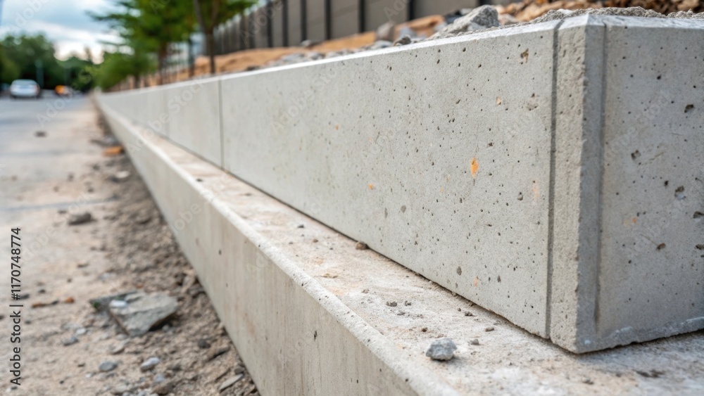 Aufkleber A detailed shot of a single precast concrete wall section highlighting the subtle variations in color and texture. The surface shows fine scratches from handling and a few bits of