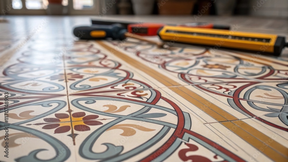 Poster A detailed snapshot of the patterned surface illustrates the intricate design of the vinyl with close scrutiny revealing the subtle variations in color tones. In the background