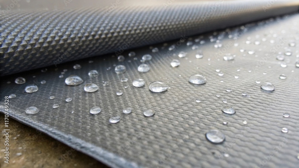 Aufkleber A detailed view of the texture of the selfadhesive membrane sheet as it begins to be applied to a surface. The fibers and patterns are visible enhancing the understanding of its