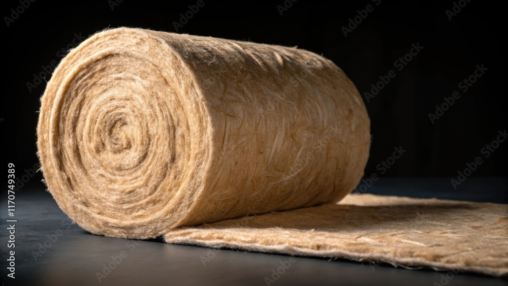 Fototapete a dramatic closeup emphasizes the robust fibrous structure of the fiberglass insulation against a da