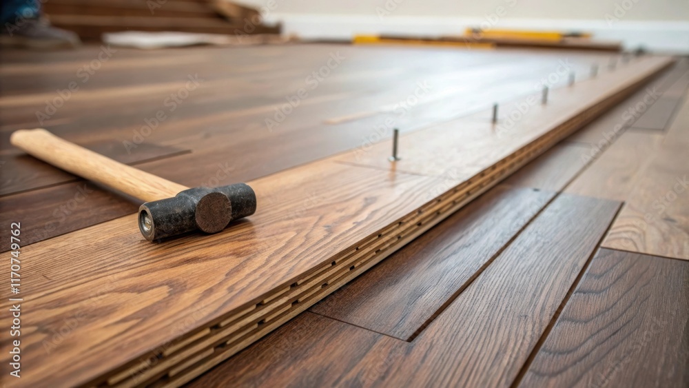Leinwandbilder a focused image of a nearly completed section of hardwood flooring showcasing the seamless connectio