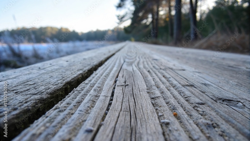 Poster A macro image highlighting the grain of a single plank the grooves and ridges deeply defined with tiny splinters and imperfections that indicate its natural origins surrounded by