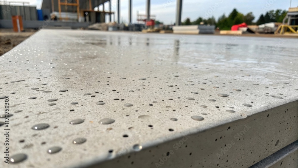 Poster a macro perspective of the precast concrete surface revealing tiny air bubbles and imperfections tha