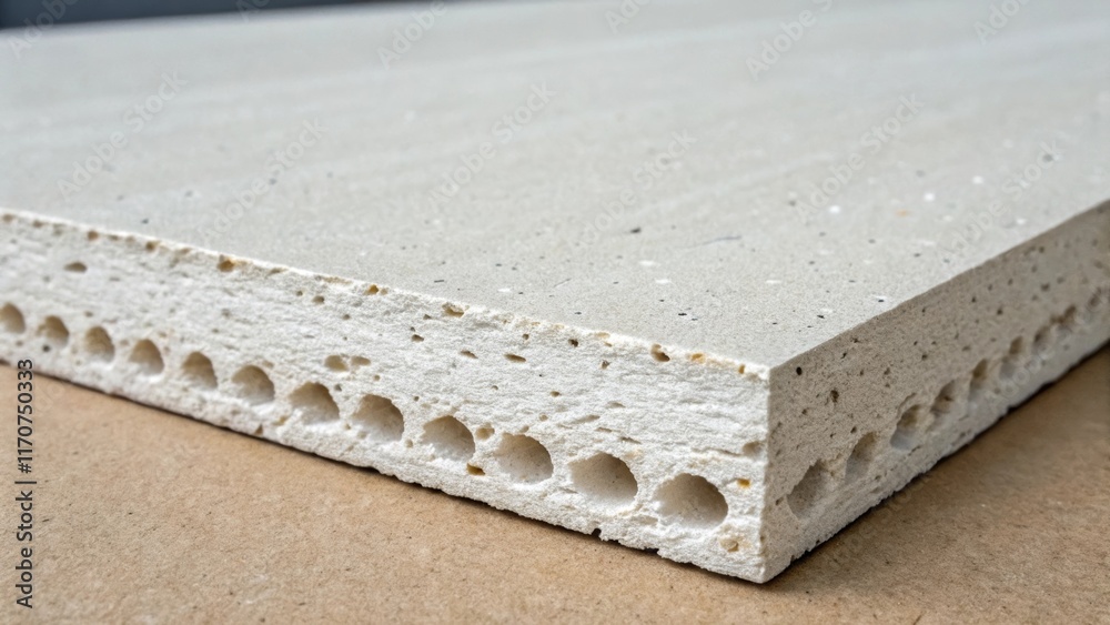 Aufkleber a macro perspective of a panel of reinforced gypsum board revealing tiny air pockets within the mate
