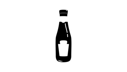 Ketchup bottle , black isolated silhouette
