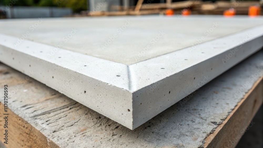 Poster A macro shot focusing on the stark edges of a precast panel highlighting the clean lines and crisp corners. The straight geometric shapes create a modern feel while small blemishes