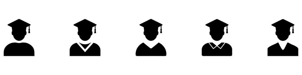 Student icon set. Graduated student icon. Graduation icon. Vector Illustration. EPS 10