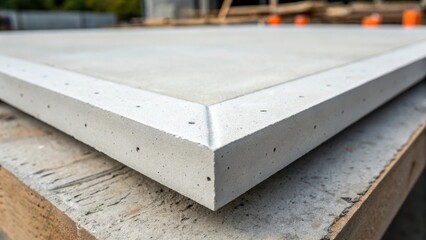 A macro shot focusing on the stark edges of a precast panel highlighting the clean lines and crisp corners. The straight geometric shapes create a modern feel while small blemishes