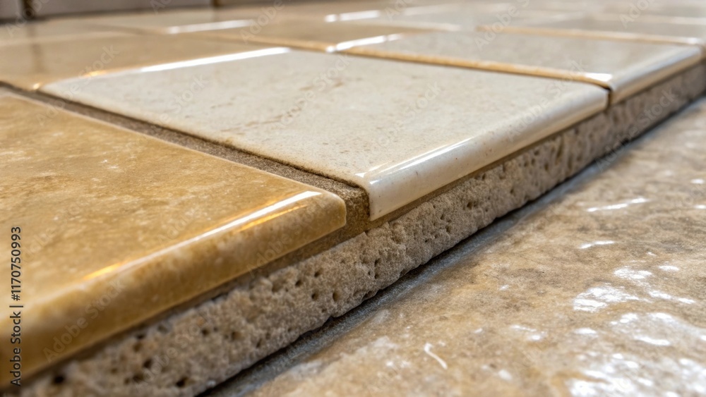 Leinwandbilder a macro shot of two adjacent polished stone tiles highlighting the precision of their placement. the