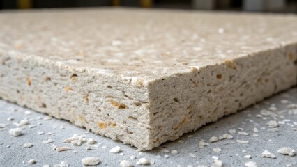 A macro shot of the insulation material used within insulated concrete forms emphasizing its fibrous texture and highdensity structure. The image captures the interplay of light on