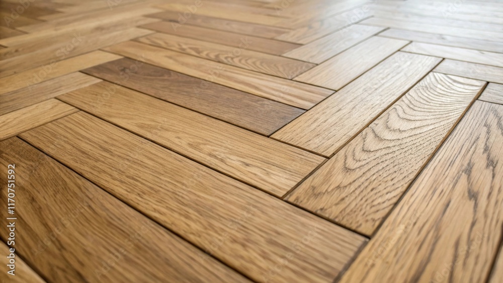 Poster An angled closeup focusing on the junction where two engineered wood planks meet in the herringbone layout capturing the seamless transitions and slight variations in color that
